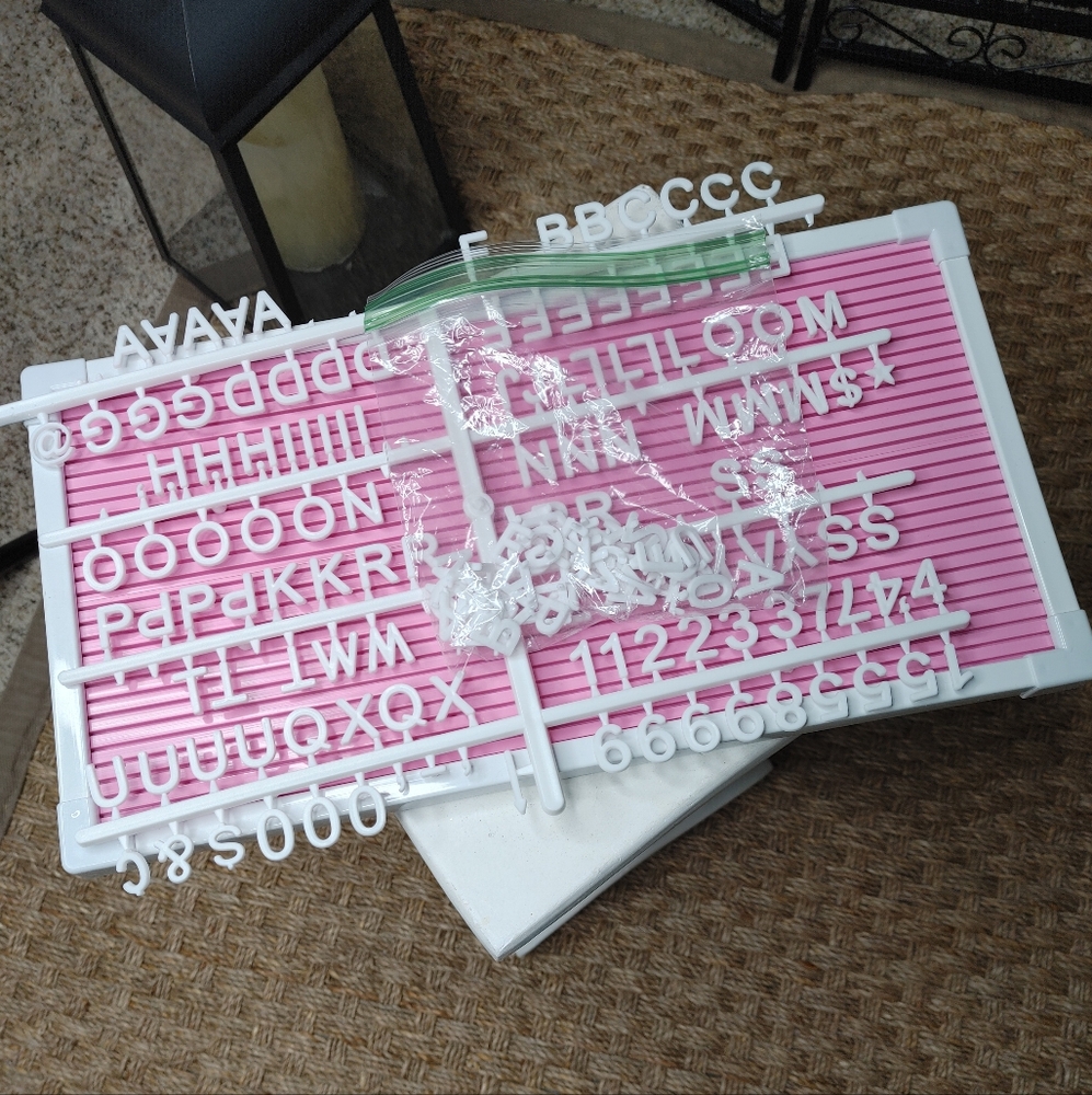PINK LETTER BOARD WITH LETTERS
